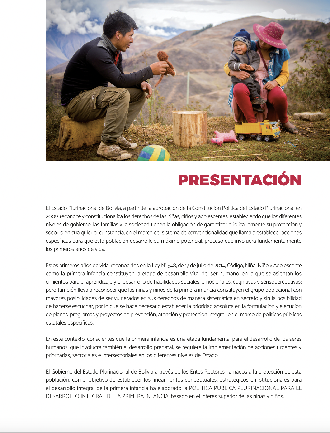 Política Pública Plurinacional para el Desarrollo Integral de La Primera Infancia